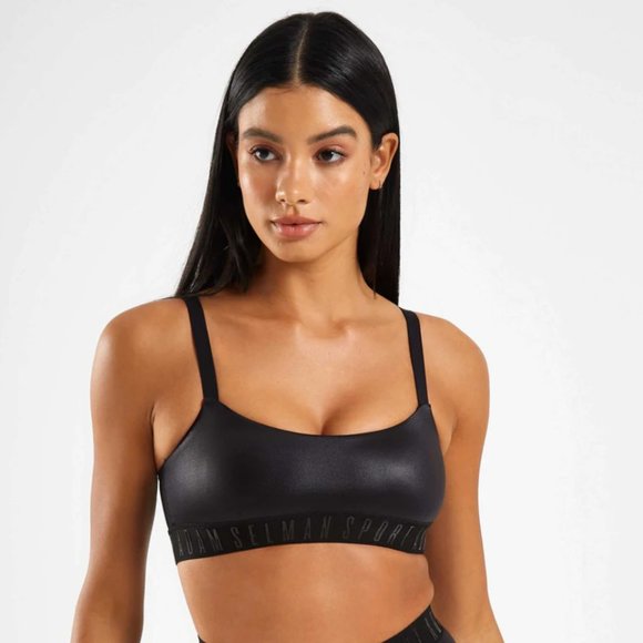 NWT Stunning Adam Selman Sport Liquid Latex "Branded Band Bra" - Picture 3 of 13
